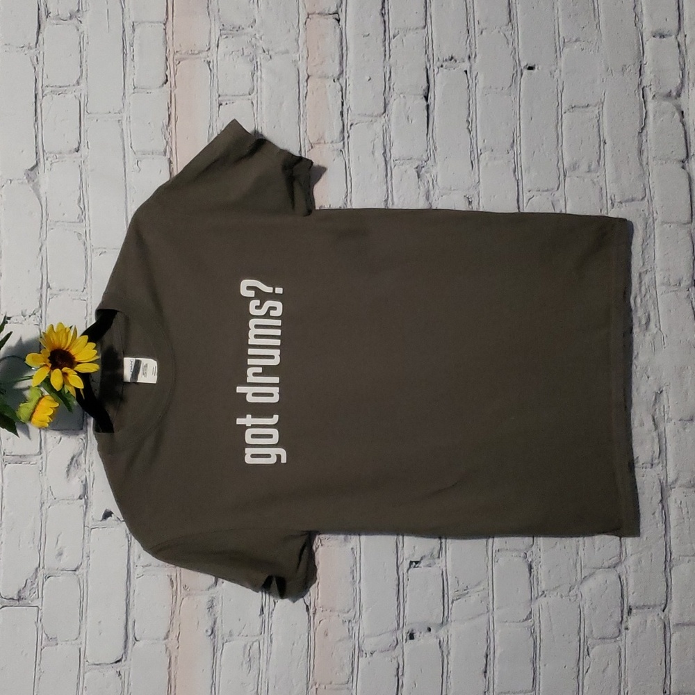 Gilden Novelty t-shirt "got drums?" cotton grey Sz S